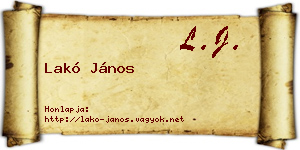 Lakó János névjegykártya